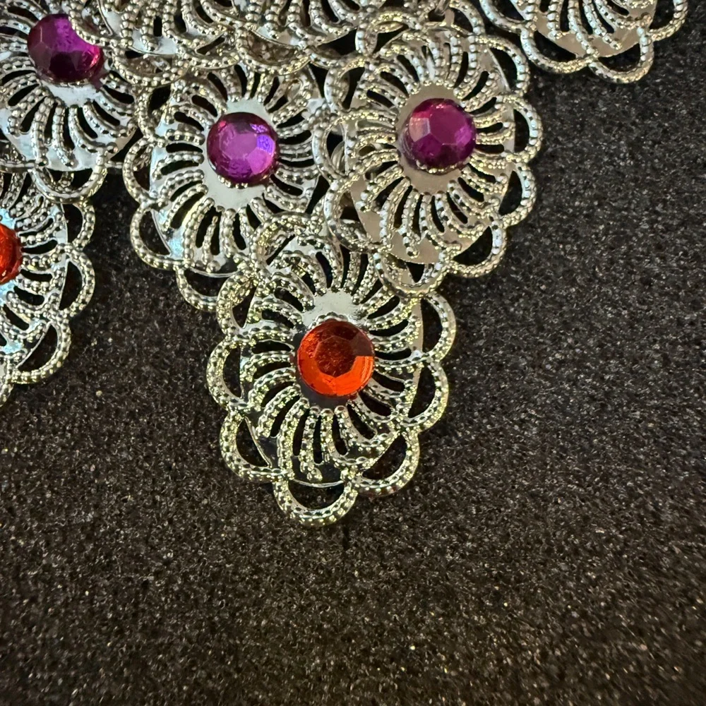 Erica Silver-Tone Chandelier Earrings – Multicolor Rhinestones - Picture 4 of 4